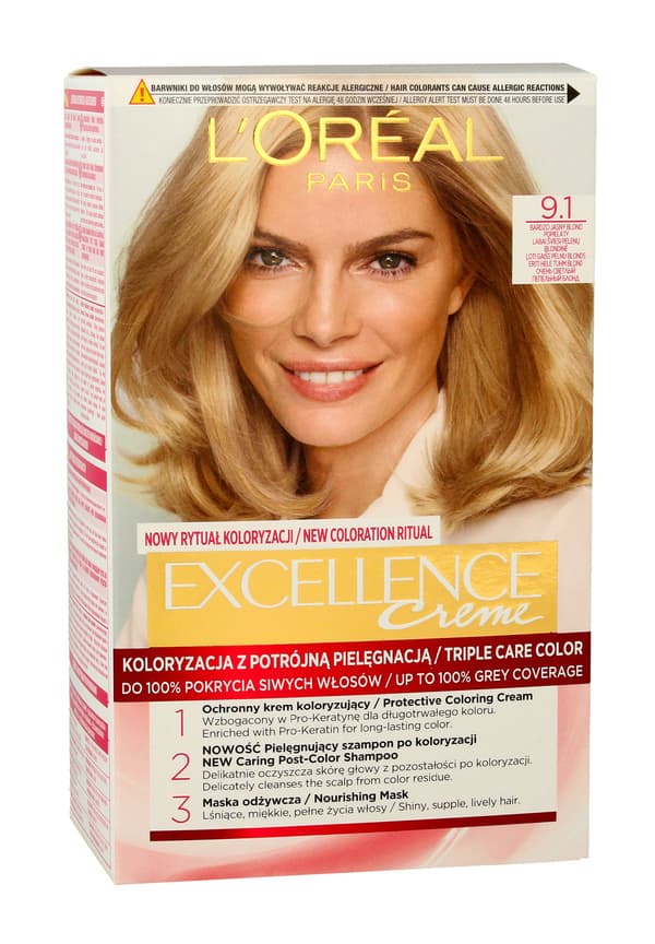 L'Oreal Paris Excellence Creme -hiusväri 9.1 erittäin vaalea tuhkablondi