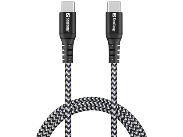 Sandberg Survivor USB-C-kaapeli 1M 100W Survivor USB-C - USB-C-kaapeli 1M, 1 m, USB C, USB C, USB 2.0, musta, harmaa