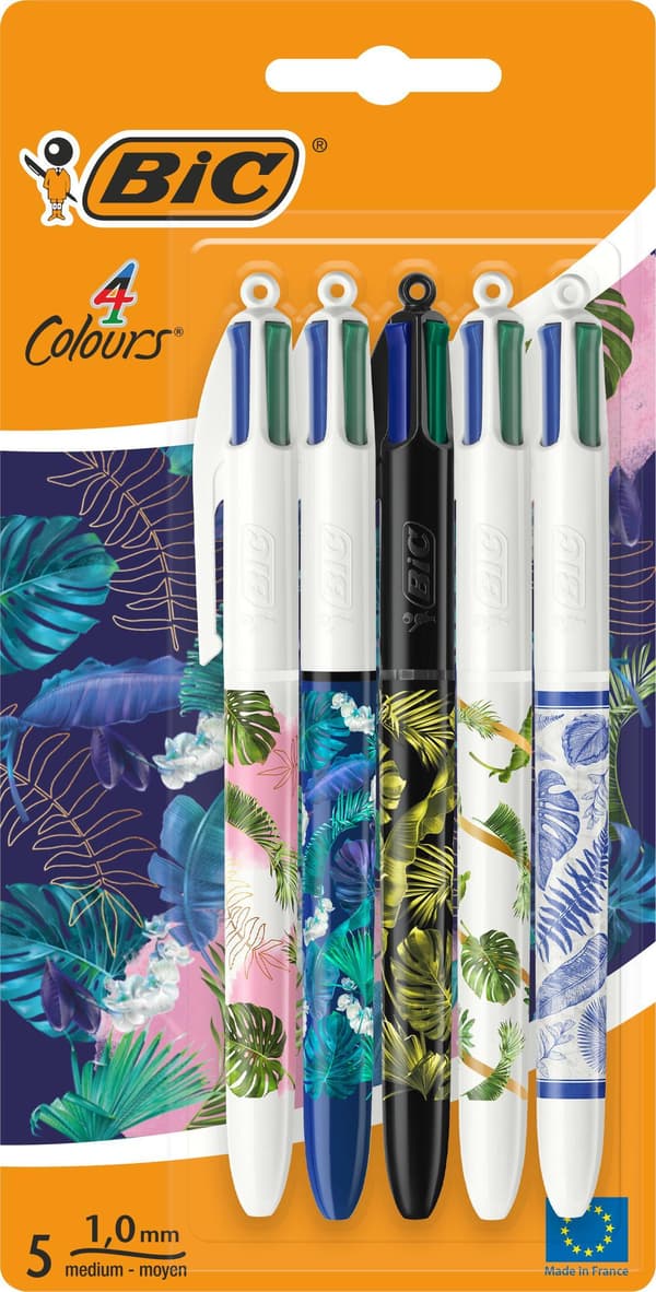 BIC 4 Colours Message Botanical -kuplapakkaus, 5 kpl