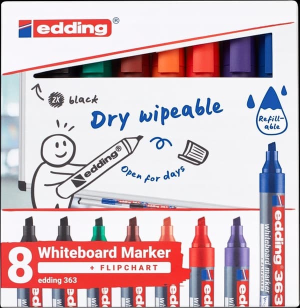 Edding Marker til tavler e-363 EDDING, 1-5mm, 8 stk., mix af farver