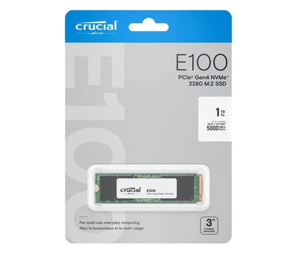 Crucial E100 Gen4 2280 1TB NVMe PCIe M.2 SSD