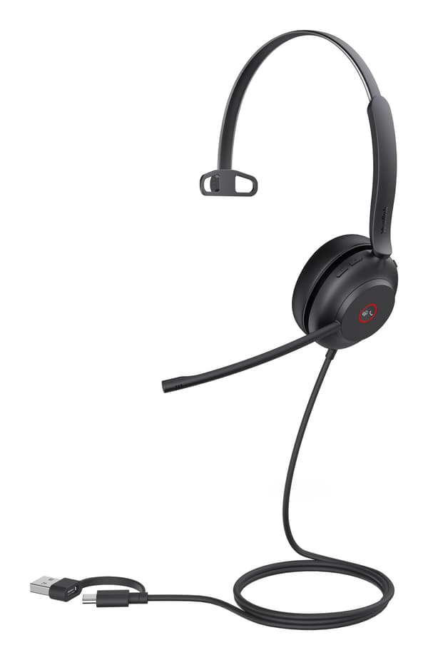Yealink UH37 Mono Teams Headset Kablet Hovedbøjle Kontor/Callcenter USB Type-C/USB Type-A Sort