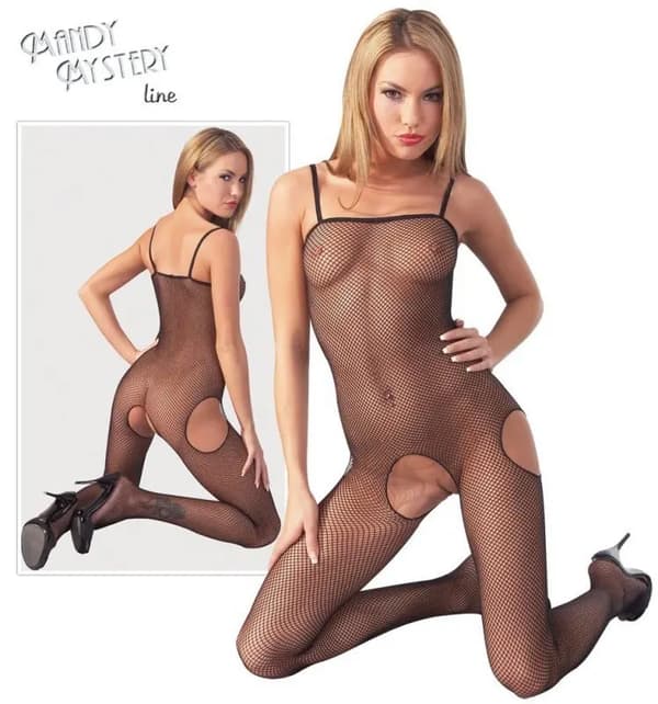 Erotisk net-bodystocking åben skridt l/xl