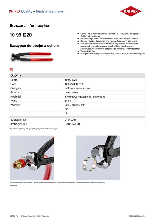 KNIPEX Korvapuristuspihdit
