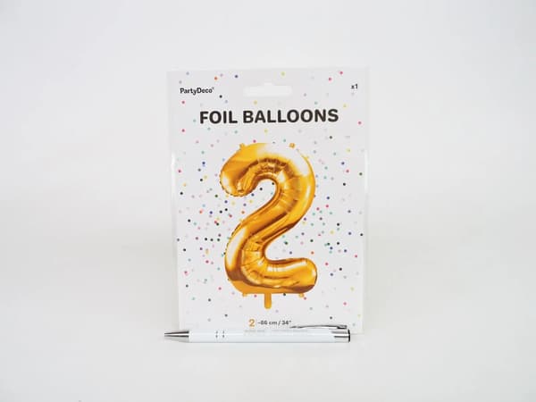 Party Deco Folieballon Nummer \"2\", 86cm, Universal Guld