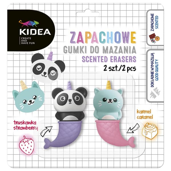 Pyyhekumit tuoksuva kissa ja panda 2 kpl.