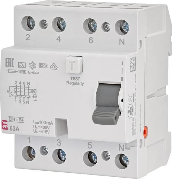 Eti-Polam Differentialafbryder 4P 63A 0,1A EFI-P4 A 63/0.1 002061523