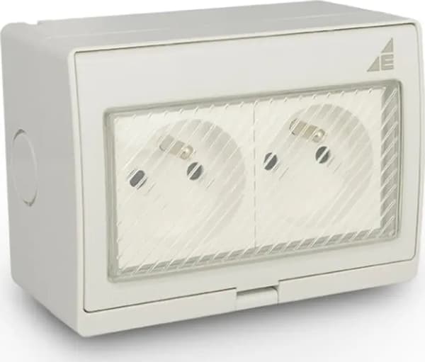 Elektro-Plast Pinta-asennettava kaksoispistorasia G2N IP55 AQUA55 55.35