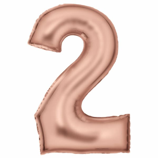 Folieballon nummer 2 satin pink guld 86cm 9917314