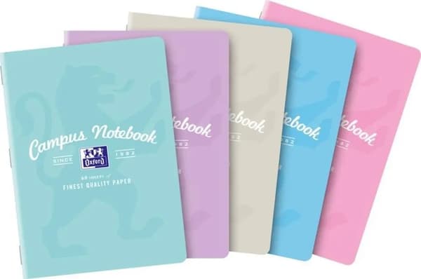 Notesbog A5/60K Campus Pastel gitter (5 stk) OXFORD