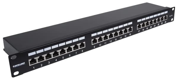 Intellinet 24-ports Cat6A patchpanel, skærmet FTP, sort