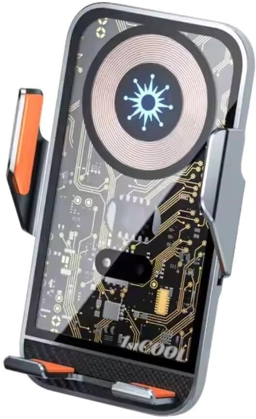 1stCOOL langaton QI-laturi 15W, autoon, MagSafe, USB-C, musta