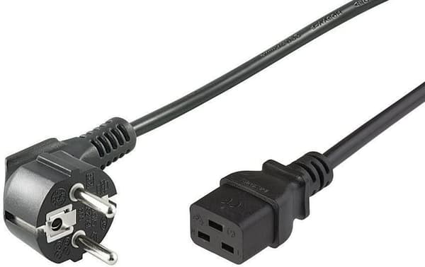 MicroConnect Strømkabel CEE 7/7 - C19 3m Vinklet Schuko - C19 H05VV-F3x1mm2 CU, Han-Hun