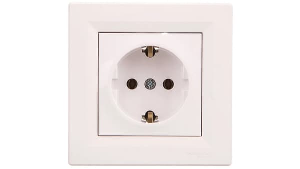 Schneider Electric Enkeltstik Aspora jordforbindelse schuko hvid (EPH2900121)