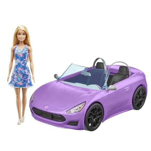 Docka Mattel Barbie och hennes lila cabriolet