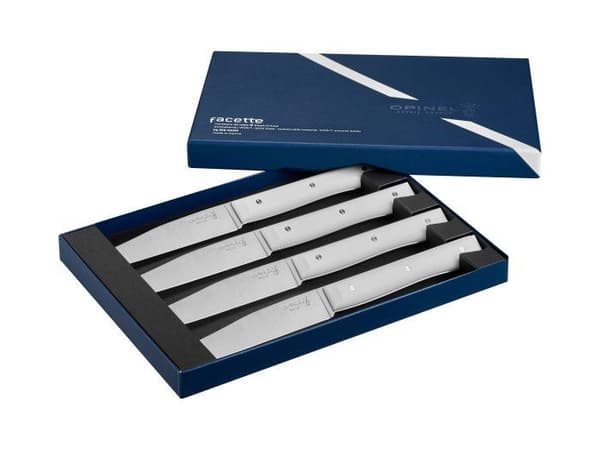 Opinel Spiseknive Facette Sæt med 4 hvide