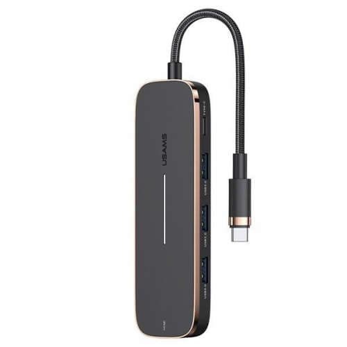 USAMS HUB 3xUSB USB-C HDMI-adapter sort/sort SJ578HUB01 (US-SJ578)