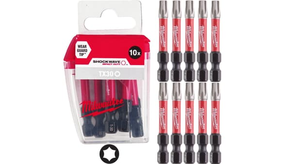 Slagbits til TORX TX30 50mm 1/4 SHOCKWAVE 10 stk. MILWAUKEE
