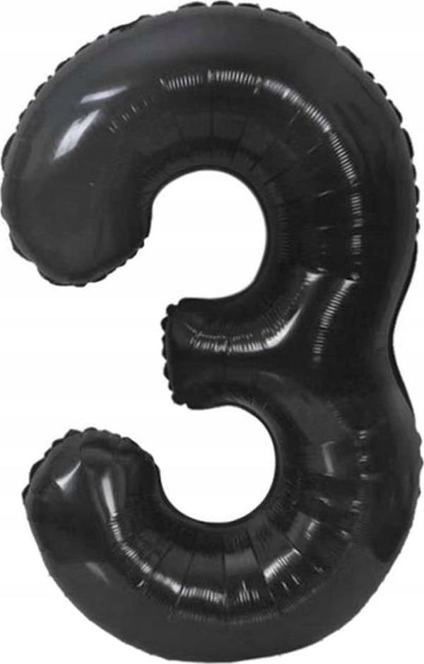 Folieballon B&C nummer 3 mat sort 85 cm