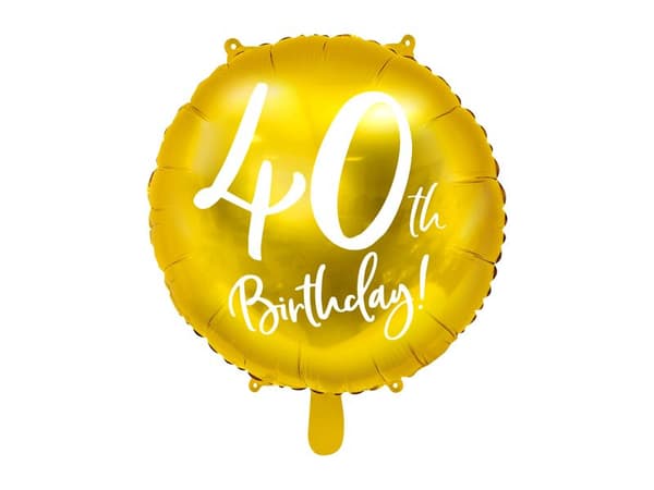 Party Deco Folieballon 40 års fødselsdag, guld, 45 cm Universal