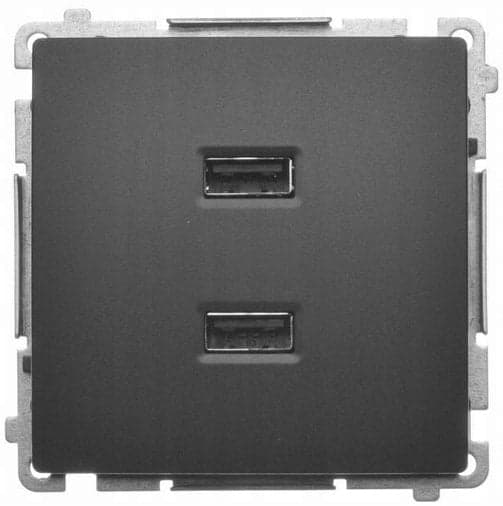 Simon Basic -akkulaturi 2 x USB (moduuli), 2,1 A, 5 V DC, 230 V, musta BMC2USB.01/49