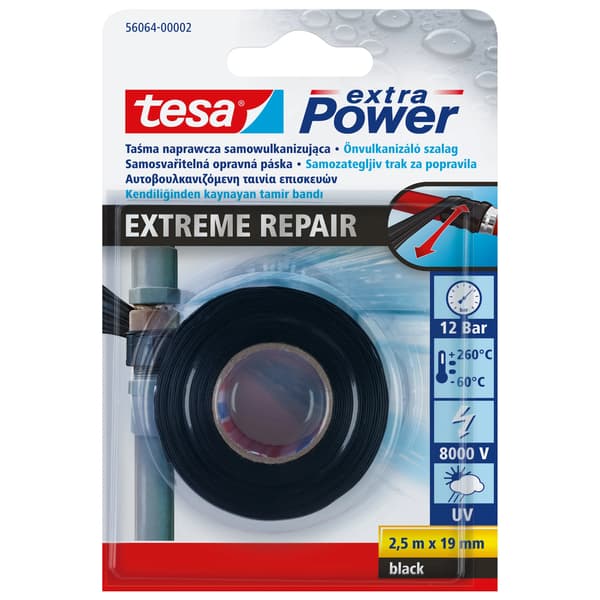 Tesa Tasma EXTREME selvvulkaniserende silikone 2,5m 19mm sort H5606402