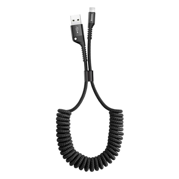 Baseus Lightning Fish eye Spring Data Cable 2A 1m Musta (CALSR-01)
