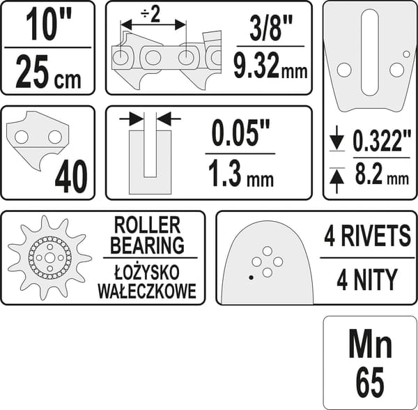 SVÆRD TIL MOTORSAV 10\" 3/8\"