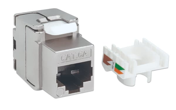Intellinet Cat6a 10G skärmad verktygslös Keystone Jack, silver