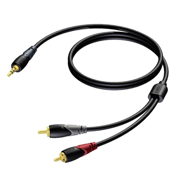 PROCAB CLA711/5 3,5 mm Stereo Hanstik - 2 x RCA/Cinch Han 5 m