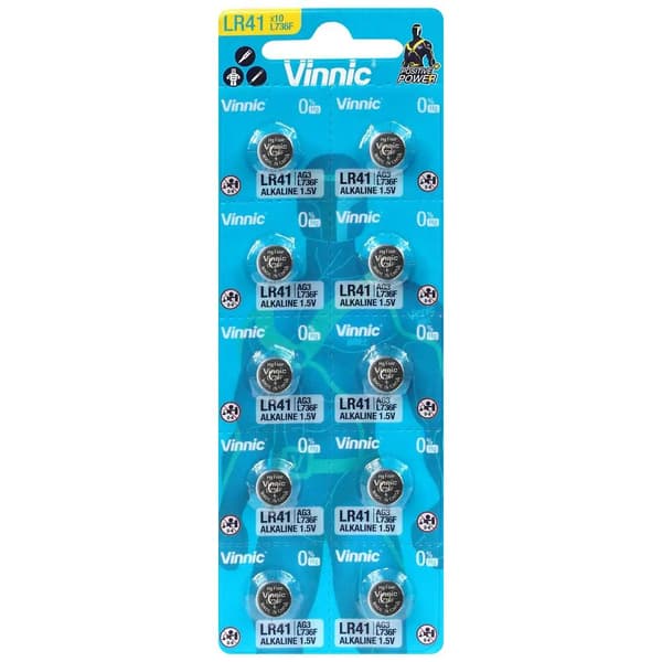 VINNIC ALKALIPARISTOT MINI G3/AG3/LR41 RAKKOPAKKAUS 10 KPL L736F