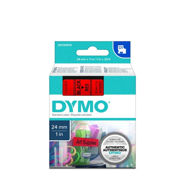 Dymo D1 24mm musta/punainen tarrat 53717