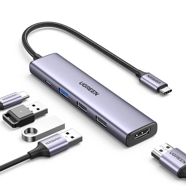 UGREEN CM478 USB-C til HDMI HUB-adapter, USB-A 3.0, 2x USB-A 2.0, PD