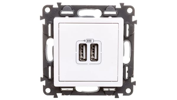 Legrand VALENA LIFE Batterioplader med stik 2xUSB hvid (753112)
