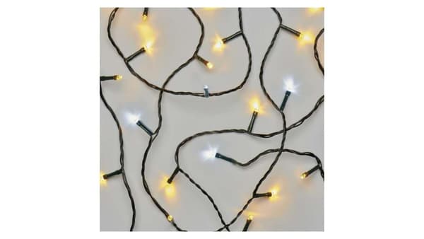 Julgransbelysning Classic 80 LED 8m varmvit + kallvit blinkande, IP44, timer D4AN01