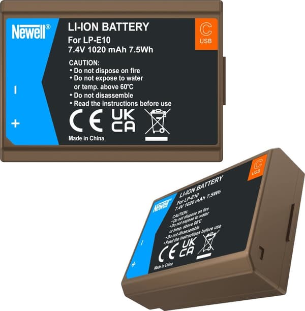 Newell erstatningsbatteri til LP-E10 USB-C til Canon
