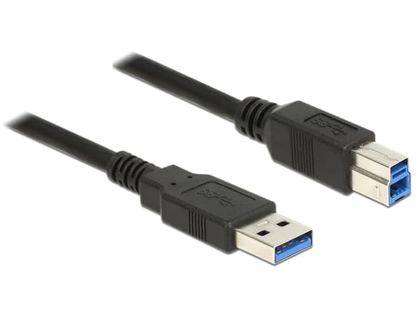 KABEL USB-A (M) ->USB-B (M) 3.0 3M SVART DELOCK