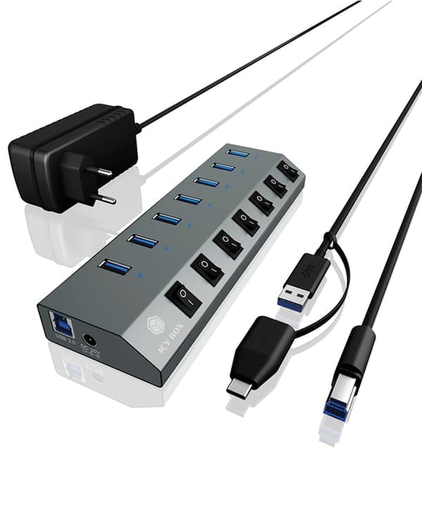 ICY BOX IB-HUB1701-C3 - hub - 7 porte