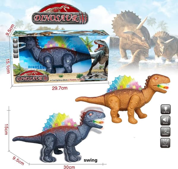 Batteridrevet dinosaur med lys og lyd MIX