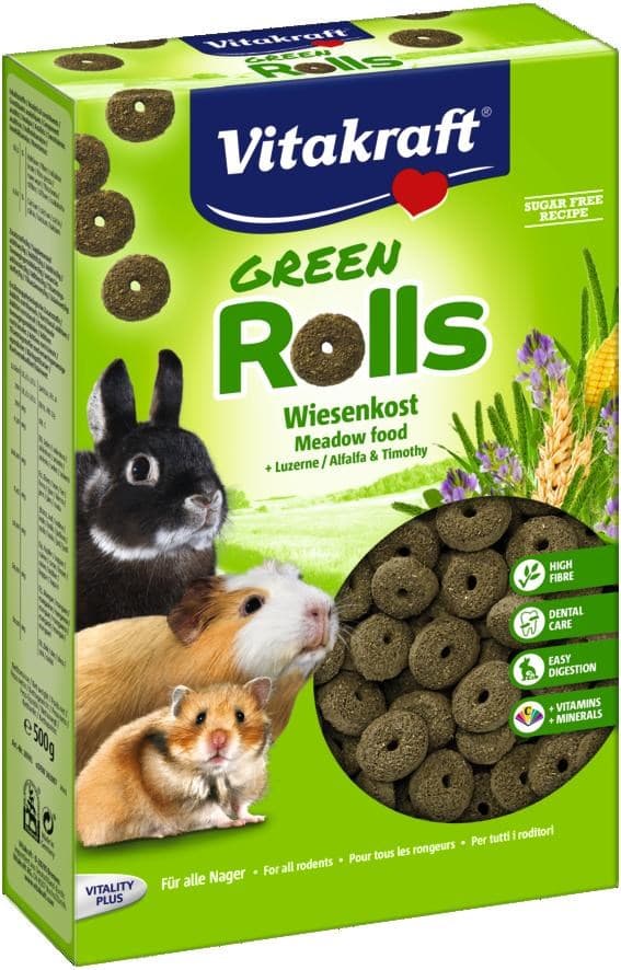VITAKRAFT GREEN ROLLS delikatess för gnagare 500g