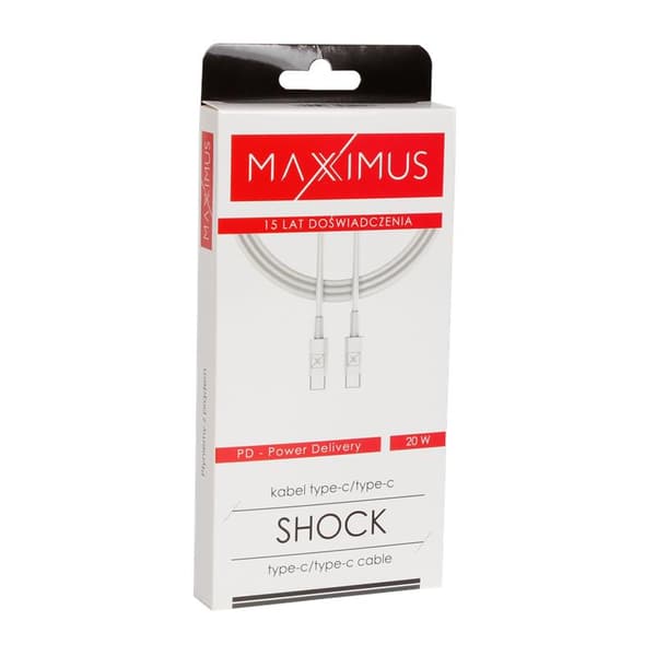 Maxximus USB-kabel MX SHOCK CABLE 20W PD C/C HVID/HVID