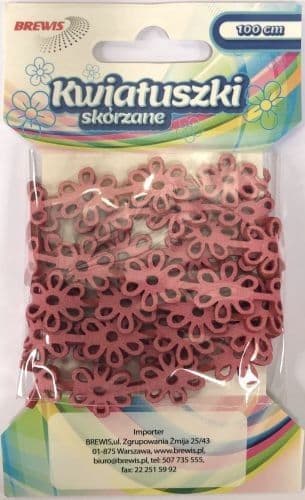 Kedja Blomma Läder 1m rosa