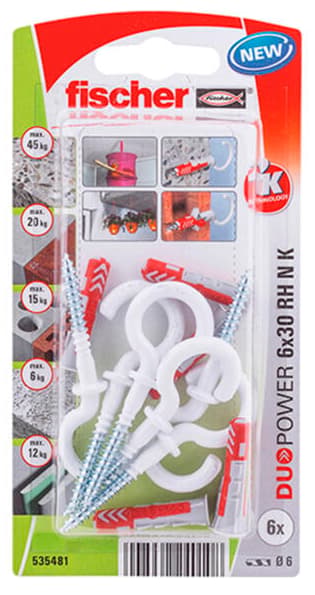 FISCHER KOLEK DUOPOWER 6x30 MED KROG /6stk HVID