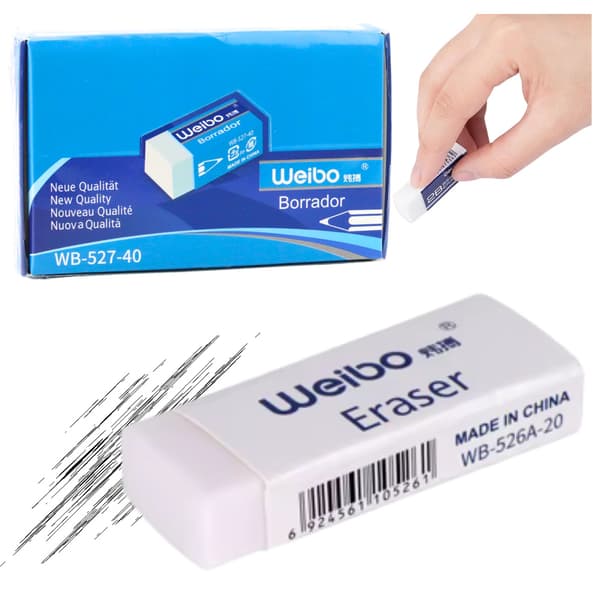 Skolkontorsuddgummi Vit WB-527-40 3.5cm