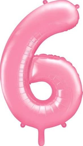 Folieballon Nummer \"6\", 86cm, lyserød