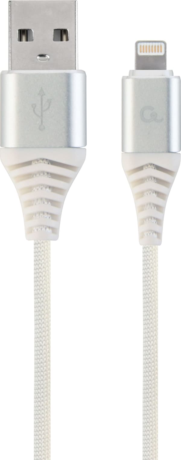 GEMBIRD USB-A hankabel för lightning iPhone textilfläta 2m vit