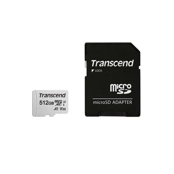Transcend microSDXC 300S-A 512GB Klass 10 UHS-I U3 V30 A1