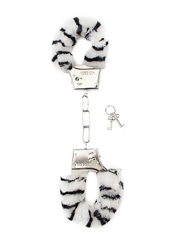 Erotiska handbojor med päls bdsm bondage zebra