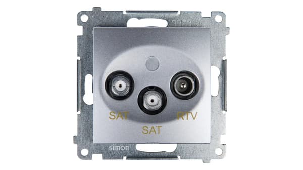 Kontakt-Simon Antennestikdåse SIMON54 SAT/SAT/RTV endesølv - DASK2.01/43