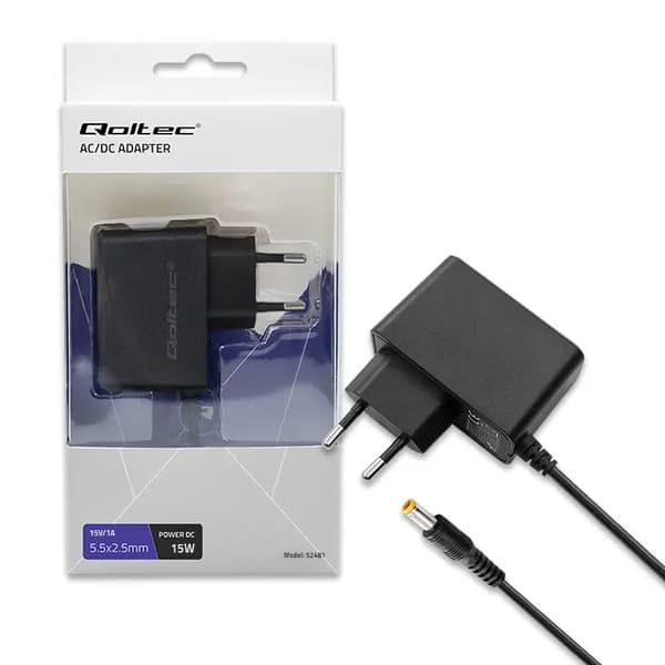 Qoltec Stikadapter PREMIUM 15W | 15V | 1A | 5.5*2.5